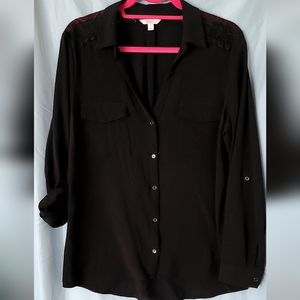 Juniors Candies Large, Black, Button Down, Collared Dress Shirt
